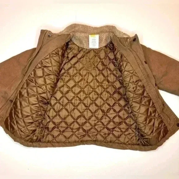 Baby Boy Crazy 8 Thick Khaki Sherpa Collar Coat Jacket Size 2-3 Years - Picture 6 of 7